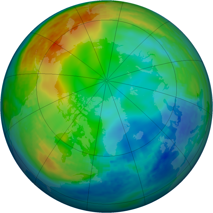 Arctic ozone map for 15 December 1991